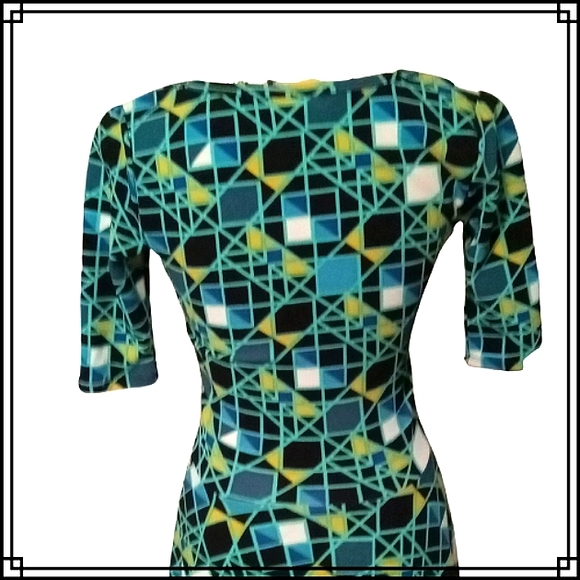 LulaRoe Nicole Green Geo Print Dress Size XS - Picture 8 of 9
